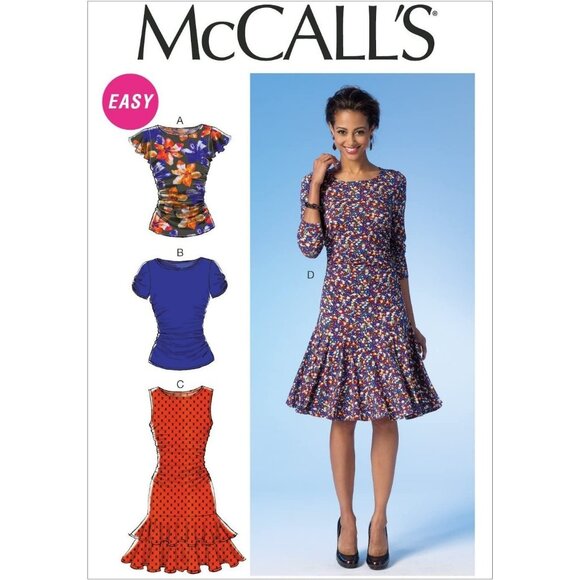 McCalls Easy Sewing Pattern M7407 Miss Dresses Sleeve Skirt Variations Size 6-14 - Picture 1 of 1